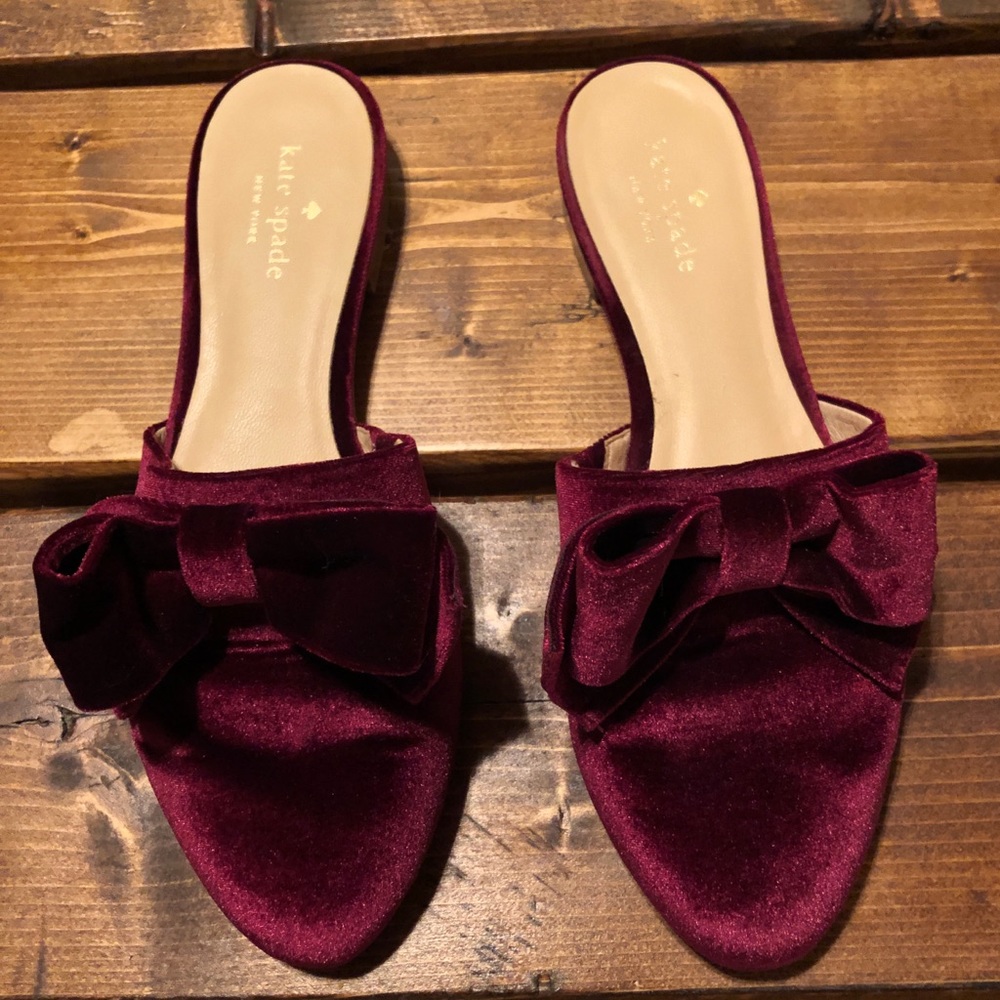 SALE Kate Spade Velvet Bow Flats - Picture 1 of 4